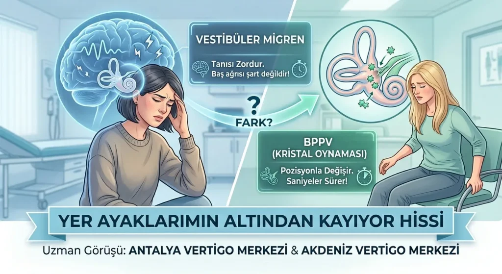 kristal kaymasi vestibuler migren fark